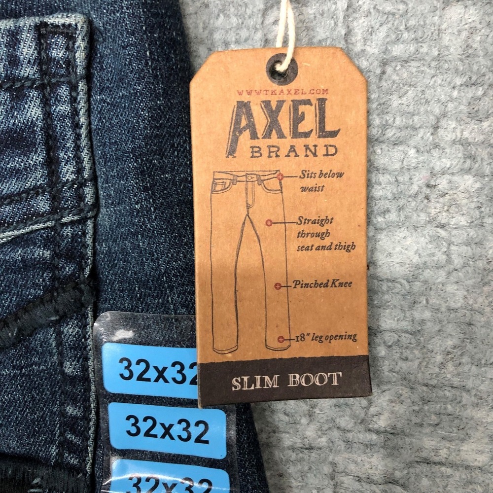 TK Axel Slim Boot Jeans Mens 32x32 Blue Dark Wash Stretch Denim Bootcut Casual - Picture 3 of 12